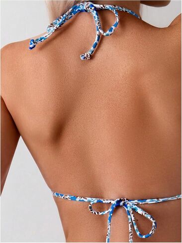 SHENHE Women's Summer Beach Random Vacation Beach Ditsy Printed Halter Bikini Set in Saudi Arabia