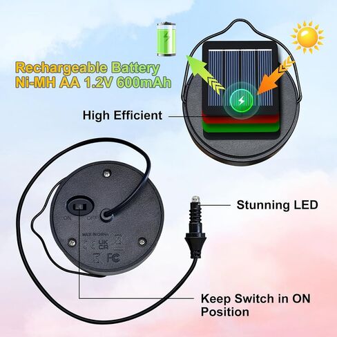 2Pack الأضواء الشمسية أجزاء استبدال مع بطارية قابلة للشحن AA 600mAh لأضواء الفوانيس الشمسية ، الحديقة ، الفناء ، زخارف عيد الميلاد الفناء in Kuwait