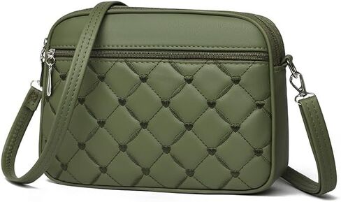 Small Quilted Crossbody for Women purse,vegan leather Multi-layer Shoulder Handbag with Adjustable strap in Kuwait