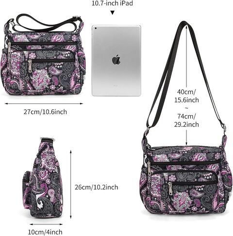 F.Fetivin Women Floral Counter Bebag Floaty Flugle Mopicets Bag Ladies Crossbody Crossbody Lightweight Nylon Travel in Kuwait