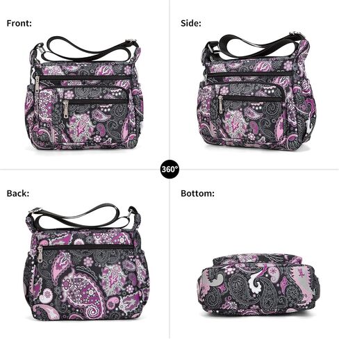 F.Fetivin Women Floral Counter Bebag Floaty Flugle Mopicets Bag Ladies Crossbody Crossbody Lightweight Nylon Travel in Kuwait