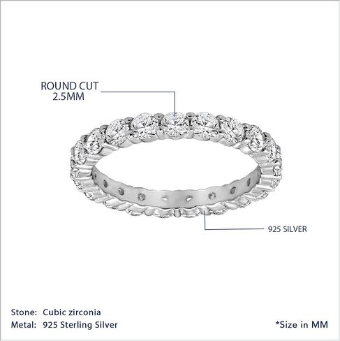 Marilyn Monroe Round Cut Beatherity Ring | روديوم ، الذهب الصفراء والذهبية الوردية مطلي 925 sterling الفضة اللانهاية الفرقة للنساء | 2-2.5-carats Zirconia Zirconia CZ محاكاة الماس in Kuwait