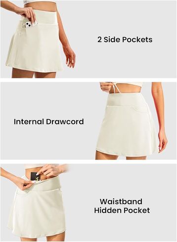 BGOWATU Women's Tennis Skirts High Waisted Pleated Golf Skort 16" Athletic Skirt with Shorts & Pockets for Casual Pickleball in Kuwait