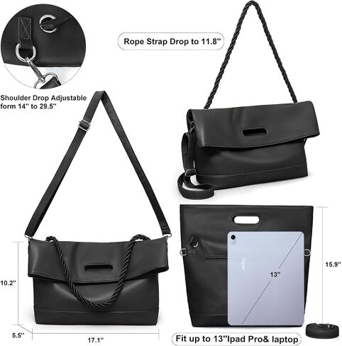 حقائب حمل كبيرة للنساء Hobo Crossbody محافظ حقائب اليد الكتف الجلدية تعمل على حقائب السيدات مع حزام قابل للتعديل in Kuwait