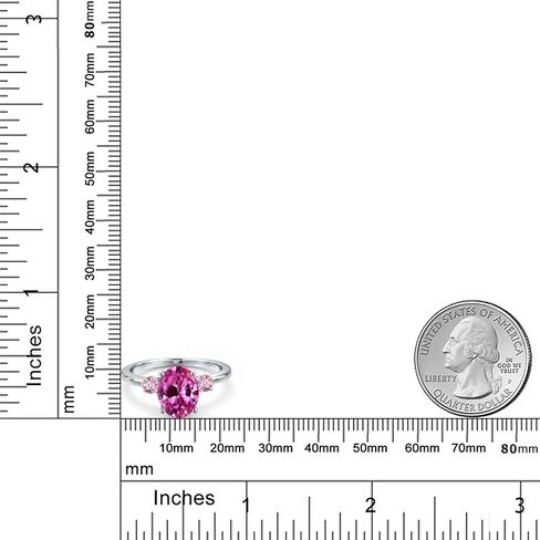 GEM Stone King 14K White Gold Pink خلق الياقوت والوردي مختبر نمت خاتم الماس للنساء | 3.51 CTTW | البيضاوي 10x8mm | الأحجار الكريمة سبتمبر المولد | متوفر بحجم 5،6،7،8،9 in Saudi Arabia