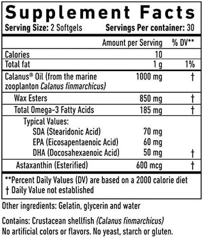 Marine Oil Supplement - All Natural Calanus Oil, Astaxanthin, Omega-3 and Fatty Acids - Heart and Brain Health Nutritional Supplements in Saudi Arabia