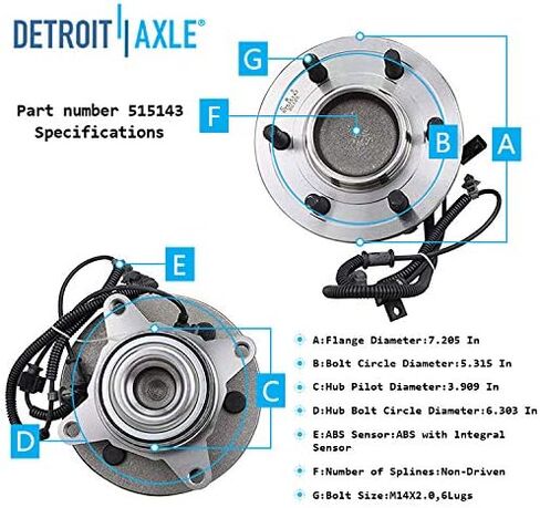 Detroit Axle - 2WD Front Wheel Bearing Hub for 2011-2014 Ford F-150 Expedition Lincoln Navigator 6 Lugs, Replacement 2012 2013 F-150 Expedition Navigator Wheel Bearing and Hub Assembly in Saudi Arabia