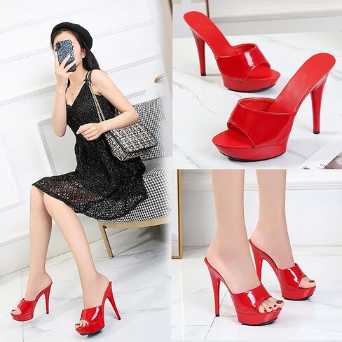 Women Fish Mouth Sky High Heel Platform Sexy Party Slides Round Open Toe Slip On High Heeled Backless Prom Sandals Fashion Stiletto Dress Bridal Evening Shoes in Kuwait