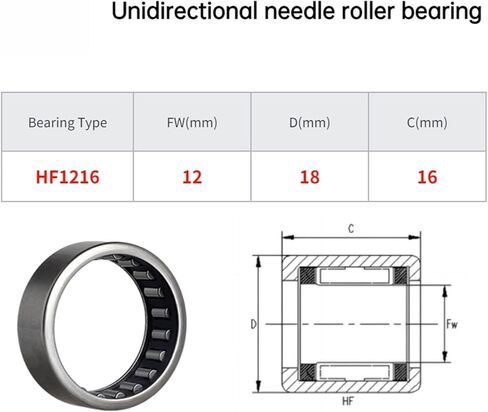 2pcs Roller Bearing HF0306 HF0406 HF0608 HF0612 6x10x12mm HF0812 HF1216 Single Way Needle Bearing One Way Roller Bearing(HF1216 12X18X16) in Saudi Arabia