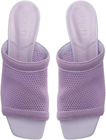 Schutz Sinara Smoky Grape Wide Strap Slip on Open Toe Stiletto Mid Heel Sandals ، 9.5 in Kuwait