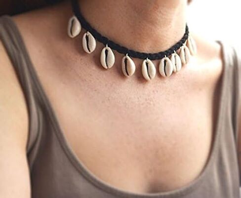قلادة هونباي شل شل طبيعية Cowry Clavicle Necklace ، Seashell Drop Short Necklace Ranglace for Women in Saudi Arabia