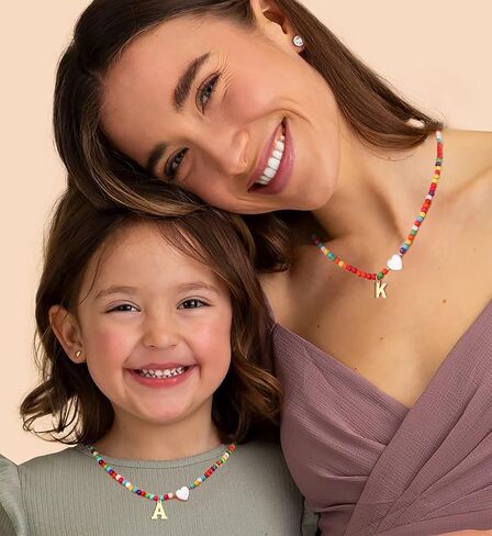 Initial Necklace Bracelet Set for Women - Colorful Beaded Jewelry, Letter Initial A-Z Necklace Friendship Bracelets Gifts for Women Teen in Saudi Arabia