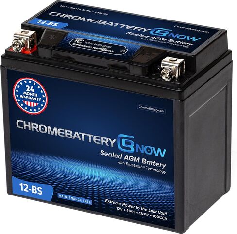 Chrome Battery Now YTX20-BS Bluetooth® Free Replacement Battery for ATV, Motorcycle, Scooter, and UTV: 12 Volts, 18Ah, Nut and Bolt (T3) Terminal in Saudi Arabia