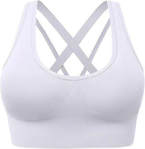 Compression Yoga Tank Top for Women Padded Sports Bra with Back Criss-Cross Straps Gym Workout Shirts Crop Tops in Saudi Arabia