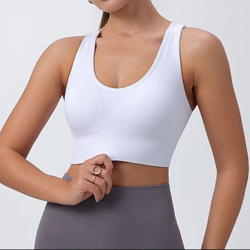 Compression Yoga Tank Top for Women Padded Sports Bra with Back Criss-Cross Straps Gym Workout Shirts Crop Tops in Saudi Arabia