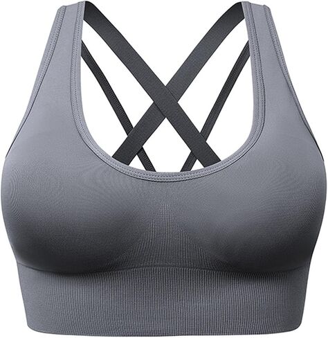 Compression Yoga Tank Top for Women Padded Sports Bra with Back Criss-Cross Straps Gym Workout Shirts Crop Tops in Saudi Arabia