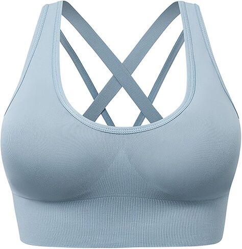 Compression Yoga Tank Top for Women Padded Sports Bra with Back Criss-Cross Straps Gym Workout Shirts Crop Tops in Saudi Arabia