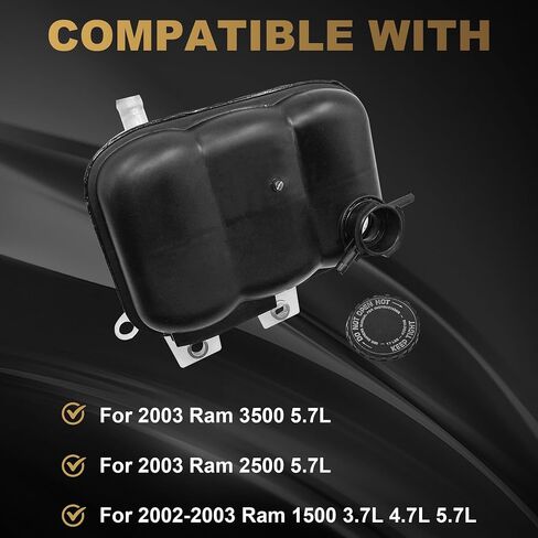 PartsFlow Radiator Coolant Recovery Overflow Tank Bottle With Cap For 2002-2003 Dodge Ram 1500 For 2003 Ram 2500 3500 5072602AA 603-487 5072602AB in Saudi Arabia