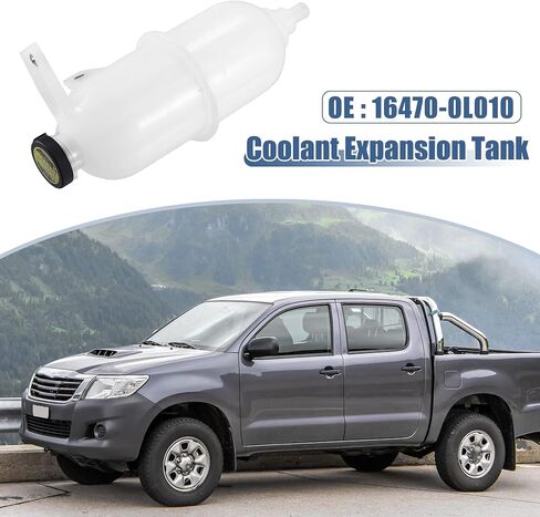 X AUTOHAUX Coolant Radiator Reservoir Tank 16470-0L010 Coolant Overflow Expansion Bottle with Cap for Toyota Hilux Vigo 1KD 2KD 2005-2014 in Saudi Arabia