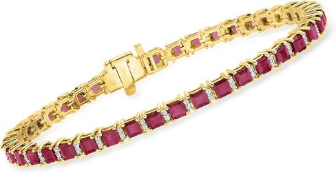 Ross-Simons 9.50 ct. t.w. Ruby Tennis Bracelet With .50 ct. t.w. Diamonds in 18kt Gold Over Sterling in Kuwait