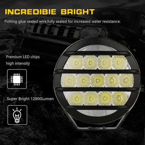 BIGLION.X 3.7 Inch 130W Amber Fog Lights Yellow Round Offroad Fog Lights Super Bright 12800LM Driving Fog Lights Bumper Fog Light Pods Waterproof 12/24V for Trucks 4x4 SUV ATV UTV Car in Kuwait