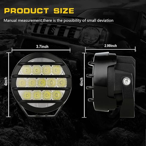BIGLION.X 3.7 Inch 130W Amber Fog Lights Yellow Round Offroad Fog Lights Super Bright 12800LM Driving Fog Lights Bumper Fog Light Pods Waterproof 12/24V for Trucks 4x4 SUV ATV UTV Car in Kuwait