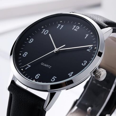 Mens Black Large Dial Arabic Numerals Black Belt Modern Classic Men's Watch, in Saudi Arabia