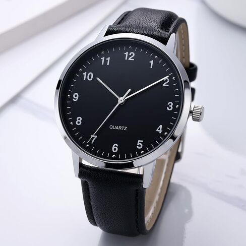 Mens Black Large Dial Arabic Numerals Black Belt Modern Classic Men's Watch, in Saudi Arabia
