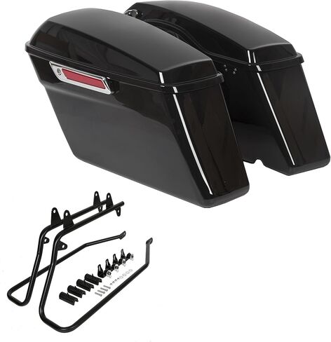 أكياس Kuafu Chrome Bracket & Saddle W/Lid & Latch Key متوافق مع 1993-2013 Harley Davidson Softion Models Models Kit Mounts Mounts SaddleBag (تم إرسال حزمتين) in Saudi Arabia