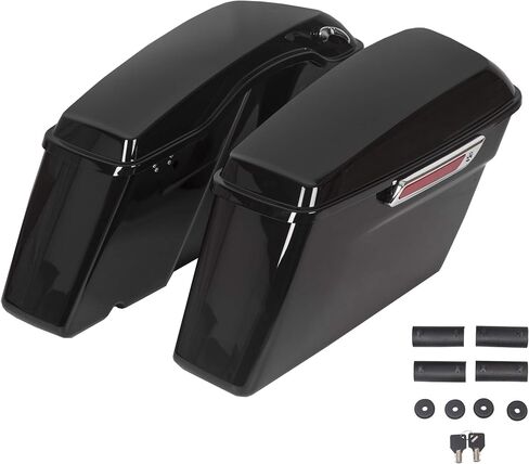 أكياس Kuafu Chrome Bracket & Saddle W/Lid & Latch Key متوافق مع 1993-2013 Harley Davidson Softion Models Models Kit Mounts Mounts SaddleBag (تم إرسال حزمتين) in Saudi Arabia