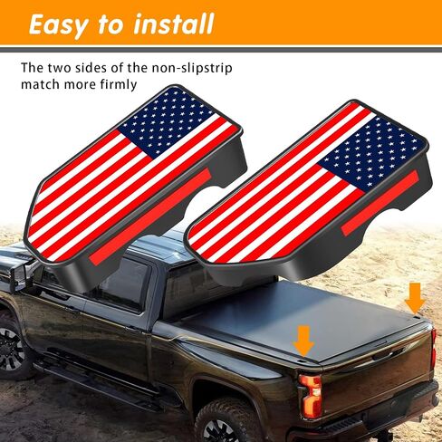 2 PCS Truck Bed Bed Care Pocket ، أغطية جيب American Flag Pattern ، إكسسوارات سرير الشاحنة متوافقة مع 2019-2024 Chevy Silverado/GMC Sierra 1500 2500HD 3500HD (بالأبيض والأسود) in Saudi Arabia