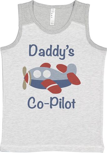 7 أكلت 9 ملابس أطفال Daddy's Co-Pilot Airplane Light Gray Tank Top in Saudi Arabia