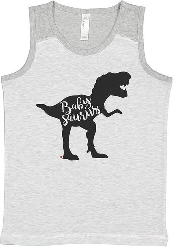 7 ate 9 Apparel Kids Dinosaur Babysaurus Baby Dino Light Grey Tank Top in Saudi Arabia