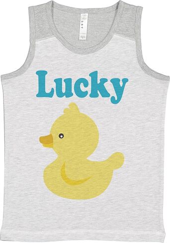7 ate 9 Apparel Kids Lucky Duck Yellow Rubber Duck Light Grey Tank Top in Saudi Arabia