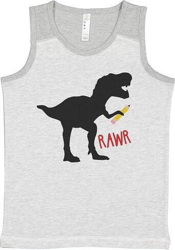 7 ate 9 apparel Kids Dinosaur Pencil Dino School Light Gray Tank Top in Saudi Arabia