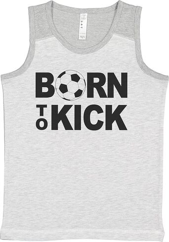 7 ate 9 Apparel Kids Born to Kick Soccer Light Grey Tank Top in Saudi Arabia