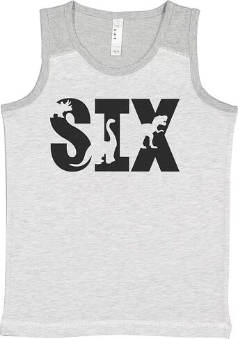 7 ate 9 Apparel Kids 6th Dinosaur Dino Birthday 6 Boy 6th Six Light Gray Tank in Saudi Arabia