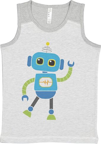 7 ate 9 Apparel Kids Robot Light Grey Tank Top in Saudi Arabia