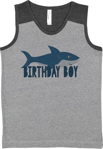 7 ate 9 Apparel Boy's Birthday Boy Shark Grey Contrast Tank Top in Saudi Arabia
