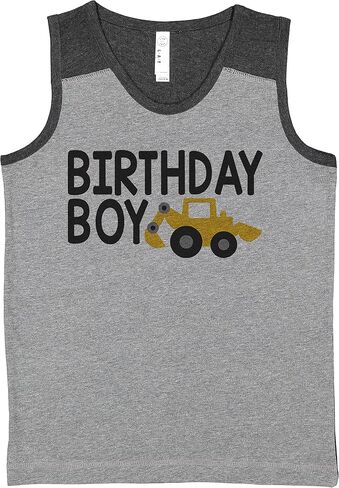 7 ate 9 Apparel Boy's Birthday Boy Construction Truck Grey Contrast Tank Top in Saudi Arabia