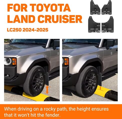 4pc حراس الطين الشاقة مع شعار ، متوافق مع 2024-2025 T-O-Yota Land Cruiser 250/LC250/PRAD in Kuwait