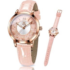 OLEVS Leather Watch for Women Classic Vintage Women Watches Roman Numerals Ladies Dress Watch Waterproof Analog Quartz Womens Wrist Watches Relojes para Mujer Pink, Red, White Leather Strap in Saudi Arabia