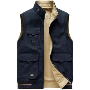 Men's 100% Cotton Reversible Travel Vest 9 Hidden Pockets Work Wear Gilet for Fishing and Hunting in Saudi Arabia