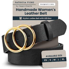 Patricia Fiore Women's Premium Leather Belt - Luxury Accessories, Italian-Inspired Double O Ring, Stylish Fashion w/Gift Box in Saudi Arabia