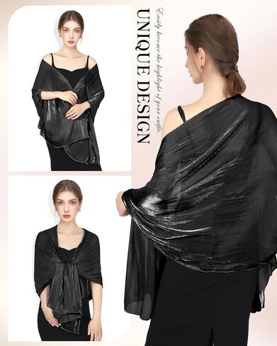 Shawl Wraps for Women - Shimmering Chiffon Scarves, Versatile Hijab Headscarf, Neck Scarf, Shawl for Evening Dresses in Kuwait