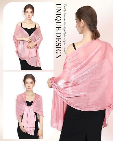 Shawl Wraps for Women - Shimmering Chiffon Scarves, Versatile Hijab Headscarf, Neck Scarf, Shawl for Evening Dresses in Kuwait