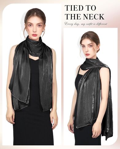 Shawl Wraps for Women - Shimmering Chiffon Scarves, Versatile Hijab Headscarf, Neck Scarf, Shawl for Evening Dresses in Kuwait