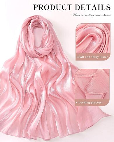 Shawl Wraps for Women - Shimmering Chiffon Scarves, Versatile Hijab Headscarf, Neck Scarf, Shawl for Evening Dresses in Kuwait