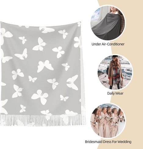 IBILIU Oversize Scarf for Women Flying Storks Wild Birds Cranes Scarf Tassel Scarves Fall Winter Shawl Wraps in Kuwait