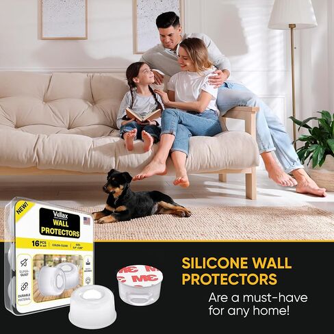 واقي حائط لمقبض الباب - 4 قطع (1.97 بوصة × 0.44 بوصة) - سهل التركيب، واقيات حائط من السيليكون من مقابض الأبواب لتقليل الضوضاء وحماية السطح، ذاتية اللصق in Kuwait